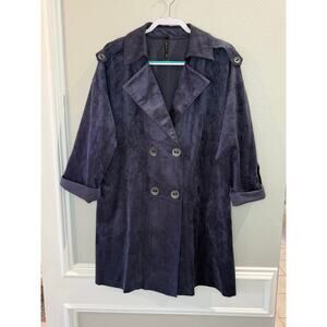 IC by Connie K Faux Suede Swing Style Jacket Coat Navy Sz XL Made in USA